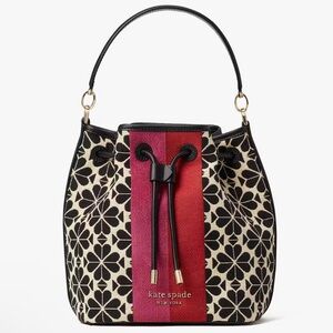 NWT Spade Flower Jacquard Stripe Medium Bucket Bag Kate spade